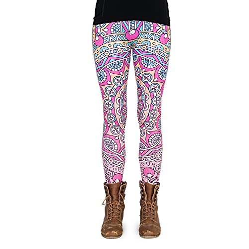 cosey - Bunte Bedruckte Mandala-Leggings (Einheitsgröße) - Design Retro Blumen von cosey