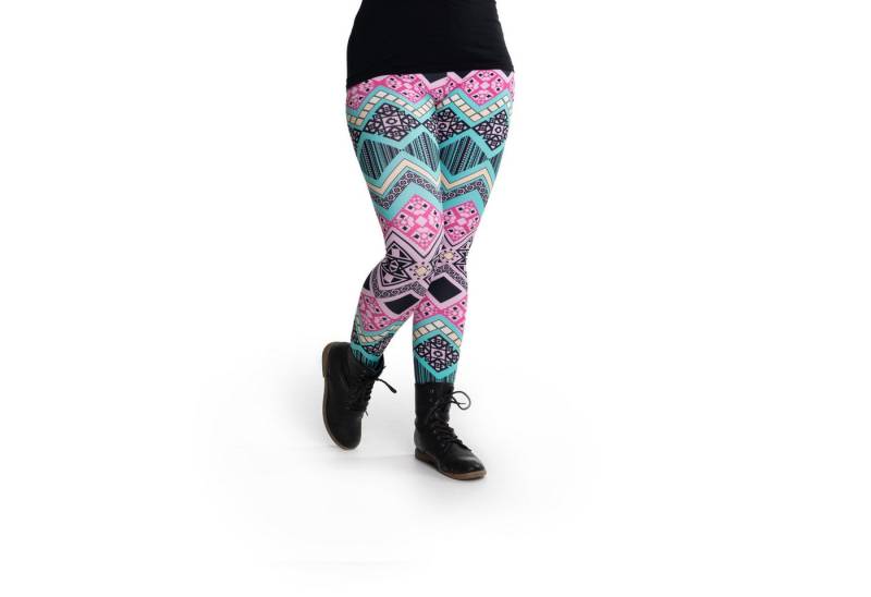 cosey Leggings Bedruckte Motiv-Leggings (Einheitsgröße) - Design Aztec Panic (auffällige Motiv-Prints • figurbetonte Passform • schnelltrocknend, Einzelartikel) Design Aztec Panic von cosey
