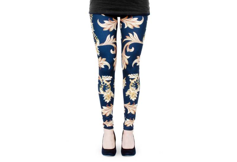 cosey Leggings Bedruckte Motiv-Leggings (Einheitsgröße) - Design Goldene Ornamente (auffällige Motiv-Prints • figurbetonte Passform • schnelltrocknend, Einzelartikel) Design Goldene Ornamente von cosey