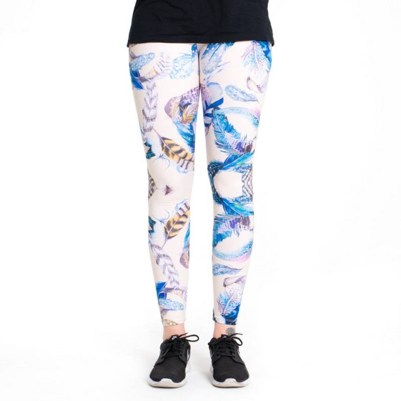 cosey Leggings Motiv-Leggings (Einheitsgröße) - Design Federn (auffällige Motiv-Prints • figurbetonte Passform • schnelltrocknend, Einzelartikel) Design Federn von cosey