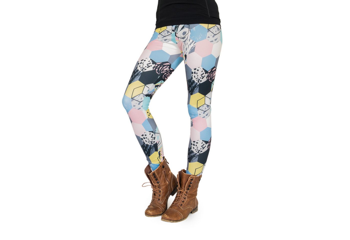 cosey Leggings Motiv-Leggings (Einheitsgröße) - Design Muster Mix (auffällige Motiv-Prints • figurbetonte Passform • schnelltrocknend, Einzelartikel) Design Muster Mix von cosey