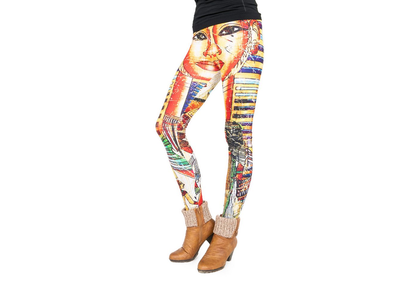 cosey Leggings Motiv-Leggings (Einheitsgröße) - Design Pharao (auffällige Motiv-Prints • figurbetonte Passform • schnelltrocknend, Einzelartikel) Design Pharao von cosey