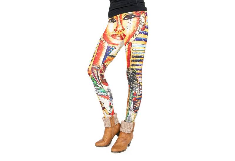 cosey Leggings Motiv-Leggings (Einheitsgröße) - Design Pharao (auffällige Motiv-Prints • figurbetonte Passform • schnelltrocknend, Einzelartikel) Design Pharao von cosey