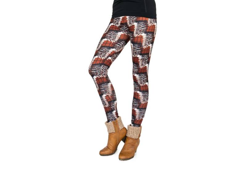 cosey Leggings Motiv-Leggings (Einheitsgröße) - Design Red Scrible (auffällige Motiv-Prints • figurbetonte Passform • schnelltrocknend, Einzelartikel) Design Red Scrible von cosey