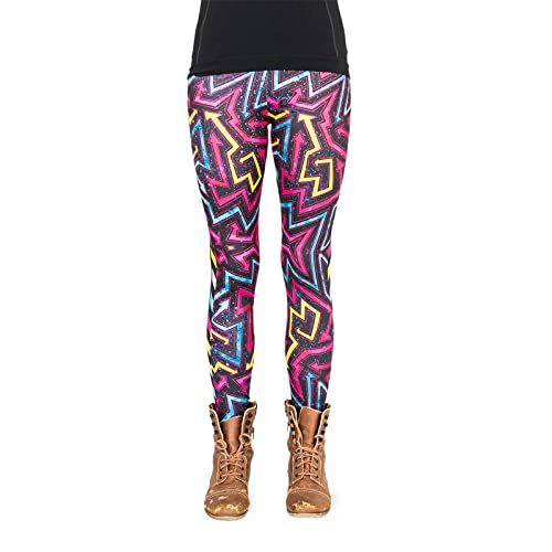 cosey - Neon Line Leggings - knallige Farben- in verschiedenen Leuchtend bunten Designs (Einheitsgröße) (Retro Arrows) von cosey