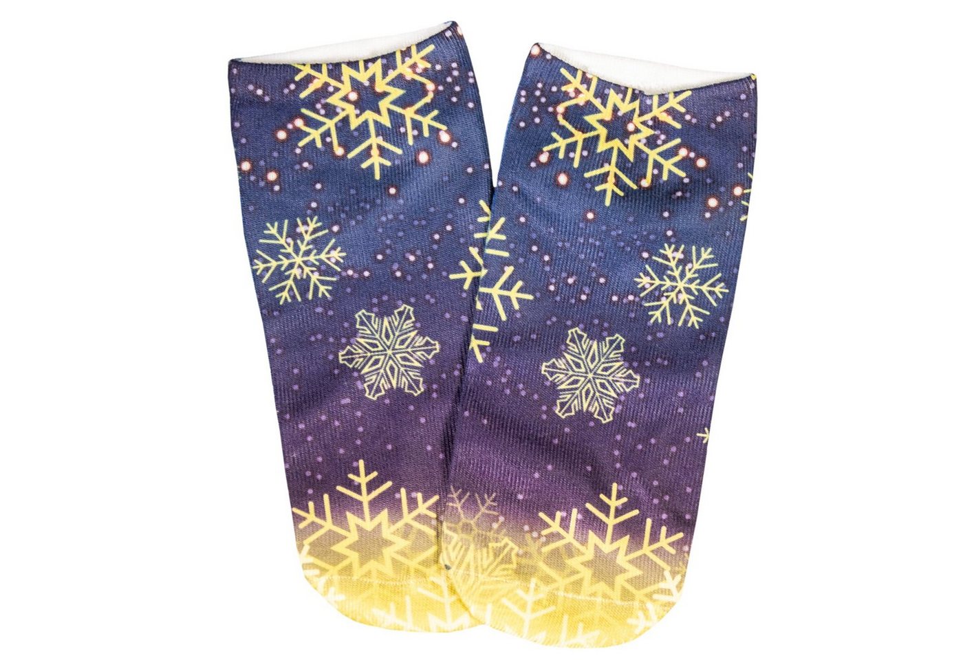 cosey Sneakersocken 1 Paar Sneaker-Weihnachts-Socken – Einheits-Größe 33-40 Schneekristalle von cosey