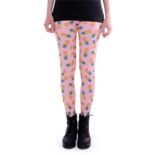 cosey - Bedruckte Bunte Leggins (Einheitsgröße) Verschiedene Leggings Designs, Ananas Pink, Einheitsgröße von cosey