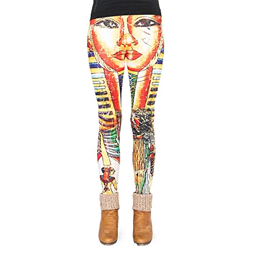 cosey - Bunte Bedruckte Motiv-Leggings (Einheitsgröße) - Design Pharao von cosey