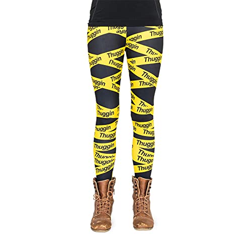 cosey - Bedruckte Bunte Halloween Leggins (Einheitsgröße) - Design Police Crime Scene von cosey