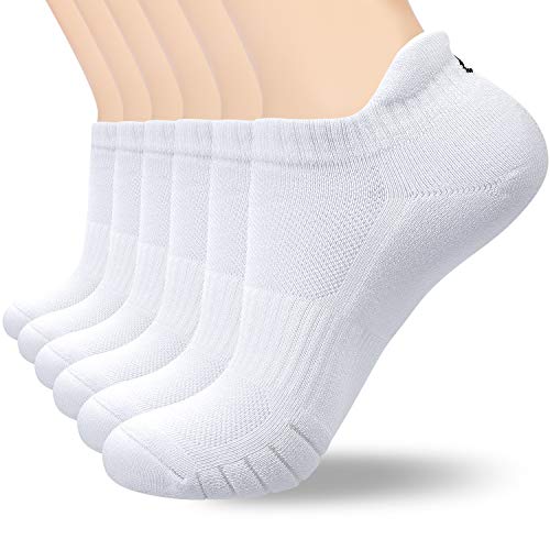 coskefy 6 Paar Sneaker Socken Herren Damen Gepolsterte Laufsocken 35-50 Weiß Baumwolle Sportsocken Atmungsaktiv (Weiß-3(6 Paare), L(43-47)) von coskefy