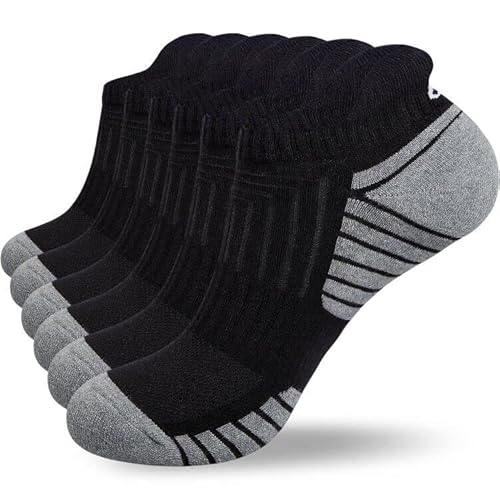 coskefy Socken Herren Damen, Sneaker Socken Herren 43-46 39-42 35-38 47-50, Baumwolle Sportsocken Schwarz Weiß Grau, für Sport Freizeit 6 Paar von coskefy