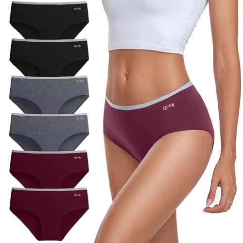 coskefy Unterhosen Damen Baumwolle, 6er Pack Slips Damen Baumwolle Mehrpack, Bequeme Frauen Unterwäsche, Atmungsaktiv Panties Weich von coskefy