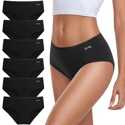 coskefy Unterhosen Damen Baumwolle, 6er Pack Slips Damen Baumwolle Mehrpack, Bequeme Frauen Unterwäsche, Atmungsaktiv Panties Weich von coskefy