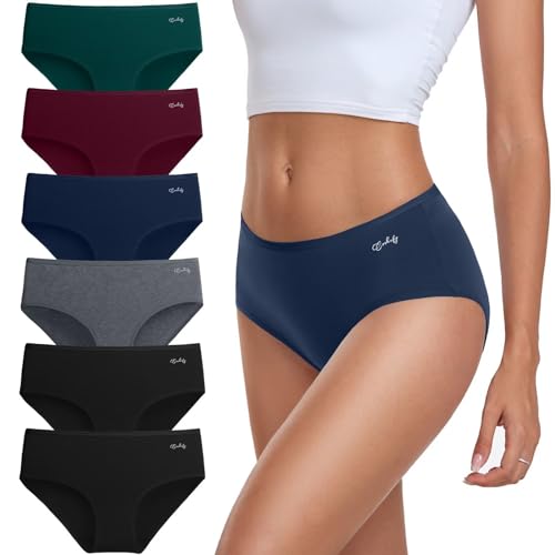 coskefy Unterhosen Damen Baumwolle, 6er Pack Slips Damen Baumwolle Mehrpack, Bequeme Frauen Unterwäsche, Atmungsaktiv Panties Weich von coskefy