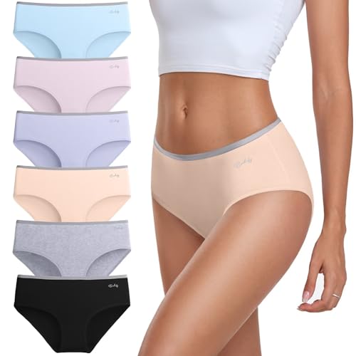 coskefy Unterhosen Damen Baumwolle, 6er Pack Slips Damen Baumwolle Mehrpack, Bequeme Frauen Unterwäsche, Atmungsaktiv Panties Weich von coskefy