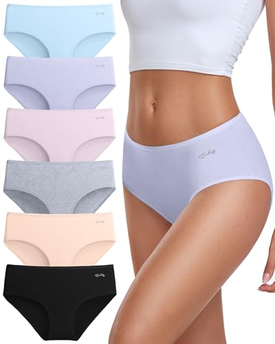 coskefy Unterhosen Damen Baumwolle, 6er Pack Slips Damen Baumwolle Mehrpack, Bequeme Frauen Unterwäsche, Atmungsaktiv Panties Weich von coskefy