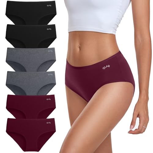 coskefy Unterhosen Damen Baumwolle, 6er Pack Slips Damen Baumwolle Mehrpack, Bequeme Frauen Unterwäsche, Atmungsaktiv Panties Weich von coskefy