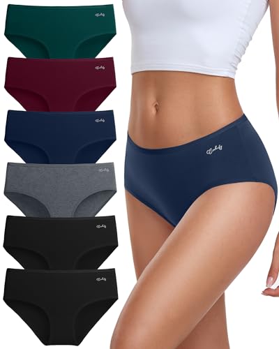 coskefy Unterhosen Damen Baumwolle, 6er Pack Slips Damen Baumwolle Mehrpack, Bequeme Frauen Unterwäsche, Atmungsaktiv Panties Weich von coskefy