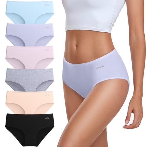 coskefy Unterhosen Damen Baumwolle, 6er Pack Slips Damen Baumwolle Mehrpack, Bequeme Frauen Unterwäsche, Atmungsaktiv Panties Weich von coskefy