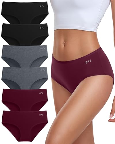 coskefy Unterhosen Damen Baumwolle Slip 6er Pack Slips Damen Baumwolle Mehrpack, Bequeme Frauen Unterwäsche, Atmungsaktiv Panties Weich von coskefy