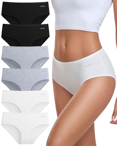 coskefy Unterhosen Damen Baumwolle, 6er Pack Slips Damen Baumwolle Mehrpack, Bequeme Frauen Unterwäsche, Atmungsaktiv Panties Weich von coskefy