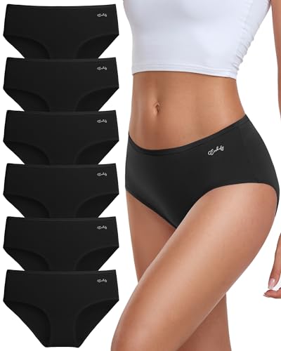 coskefy Unterhosen Damen Baumwolle Unterwäsche Frauen 6er Pack Slips Damen Baumwolle Mehrpack, Bequeme Frauen Unterwäsche, Atmungsaktiv Panties Weich von coskefy