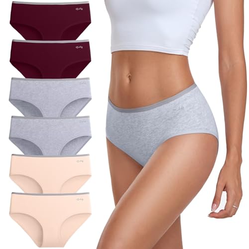 coskefy Unterhosen Damen Baumwolle, 6er Pack Slips Damen Baumwolle Mehrpack, Bequeme Frauen Unterwäsche, Atmungsaktiv Panties Weich von coskefy