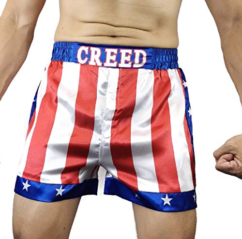 costumebase CREED Rocky Herren Apollo Johnson Filmboxen American Flag Shorts Trunks Boxer, Rot/Weiß/Blau, Klein von costumebase