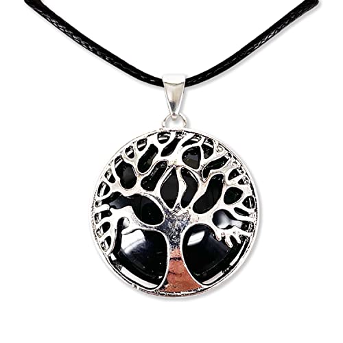 Collar de árbol de la Vida con Colgante Piedra Natural Energeticas - Distintas Piedras Semipreciosas (schwarzer Achat) von cotigo