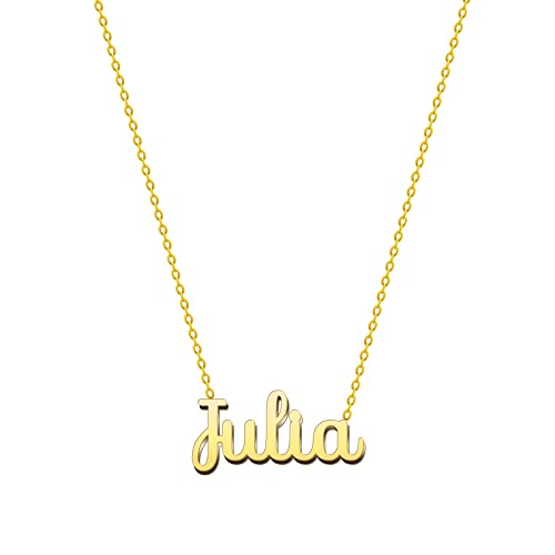 cotigo Namenskette aus Stahl – inklusive Karte mit schöner Bedeutung – silberner oder goldener Namensanhänger – personalisierte Geschenke für Frauen – Geburtstag (Julia -Golden) von cotigo