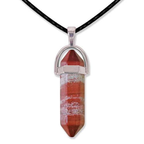 cotigo, Anhänger aus Naturstein in Spitzenform, inklusive einer gewachsten Kette, schwarz, 45 cm, verschiedene Halbedelsteine, Stein, Roter Jaspis von cotigo