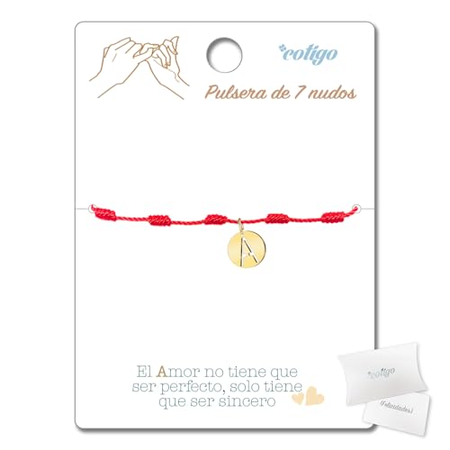 cotigo Armband mit 7 roten Knoten mit Initialbuchstaben A-Z, Edelstahl, Glücksbringer und Schutz, Armband mit rotem Faden, für Paare, Freundschaft, Damen, Ajustable, Edelstahl cotigo Armband mit 7 roten Knoten mit Initialbuchstaben A-Z, Edelstahl, Glücksbringer und Schutz, Armband mit rotem Faden, für Paare, Freundschaft, Damen, Ajustable, Edelstahl von cotigo