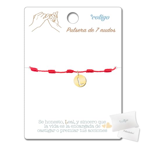 cotigo Armband mit 7 roten Knoten mit Initialbuchstaben A-Z, Edelstahl, Glücksbringer und Schutz, Armband mit rotem Faden, für Paare, Freundschaft, Damen, Edelstahl cotigo Armband mit 7 roten Knoten mit Initialbuchstaben A-Z, Edelstahl, Glücksbringer und Schutz, Armband mit rotem Faden, für Paare, Freundschaft, Damen, Edelstahl von cotigo