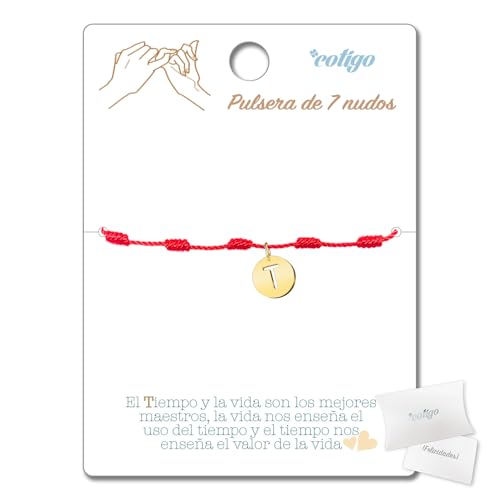 cotigo Armband mit 7 roten Knoten mit Initialbuchstaben A-Z, Edelstahl, Glücksbringer und Schutz, Armband mit rotem Faden, für Paare, Freundschaft, Damen, Ajustable, Edelstahl cotigo Armband mit 7 roten Knoten mit Initialbuchstaben A-Z, Edelstahl, Glücksbringer und Schutz, Armband mit rotem Faden, für Paare, Freundschaft, Damen, Ajustable, Edelstahl von cotigo