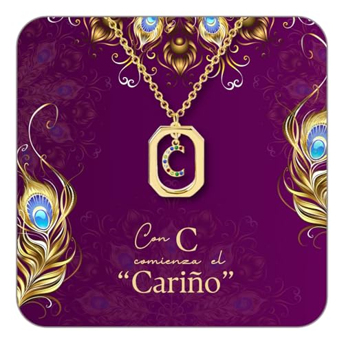 cotigo Buchstaben-Halskette aus Edelstahl und Zirkonia, Damenhalskette mit Buchstabenanhänger, mit dekorativer Karte und Box, Geschenk für Damen, Geburtstag, Muttertag, Weihnachten, Freundin oder von cotigo