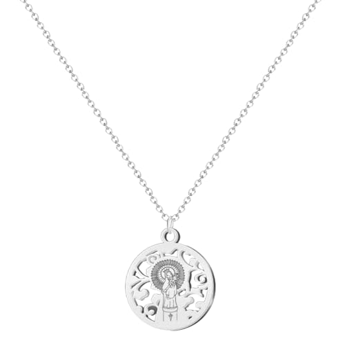cotigo Halskette aus Edelstahl, Heilige aus Spanien, Katholik, Religion, Patronin Spanien, Patron Spanien, Geschenk für Damen, Herren, Geschenk für Oma., Mediano-largo, Edelstahl, Kein Edelstein von cotigo