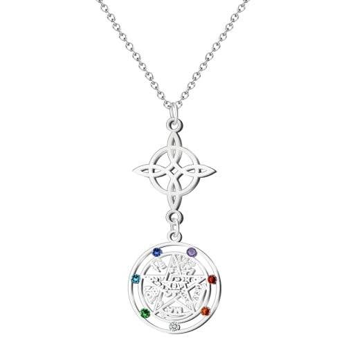 cotigo Halskette für Damen, Hexenknoten und Tetragramaton, Glücksbringer und Schutz, doppelter Schutz, türkisches Auge, Chakra-Steine., Mediano-largo, Edelstahl, Kein Edelstein cotigo Halskette für Damen, Hexenknoten und Tetragramaton, Glücksbringer und Schutz, doppelter Schutz, türkisches Auge, Chakra-Steine., Mediano-largo, Edelstahl, Kein Edelstein von cotigo