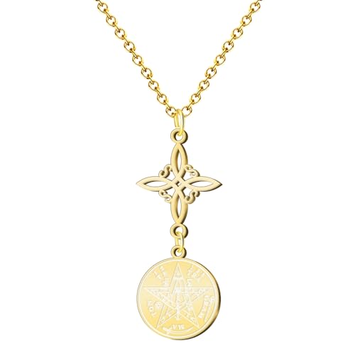 cotigo Halskette für Damen, Hexenknoten und Tetragramaton, Glücksbringer und Schutz, doppelter Schutz, türkisches Auge, Chakra-Steine., Mediano-largo, Edelstahl, Kein Edelstein cotigo Halskette für Damen, Hexenknoten und Tetragramaton, Glücksbringer und Schutz, doppelter Schutz, türkisches Auge, Chakra-Steine., Mediano-largo, Edelstahl, Kein Edelstein von cotigo