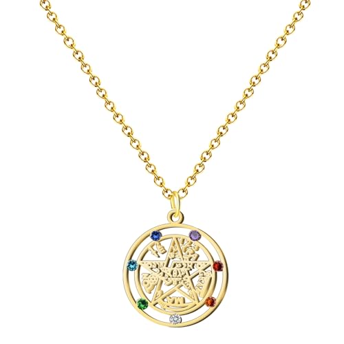 cotigo Halskette für Damen, Hexenknoten und Tetragramaton, Glücksbringer und Schutz, doppelter Schutz, türkisches Auge, Chakra-Steine., Mediano-largo, Edelstahl, Kein Edelstein cotigo Halskette für Damen, Hexenknoten und Tetragramaton, Glücksbringer und Schutz, doppelter Schutz, türkisches Auge, Chakra-Steine., Mediano-largo, Edelstahl, Kein Edelstein von cotigo