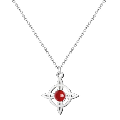 cotigo Halskette für Damen Hexenknoten mit Naturstein und Edelstahl + Geschenk ein Armband mit 7 Knoten, Doppelter Hexenknoten, Glücksbringer, Geschenk für Damen., Mediano, Edelstahl, Kein Edelstein cotigo Halskette für Damen Hexenknoten mit Naturstein und Edelstahl + Geschenk ein Armband mit 7 Knoten, Doppelter Hexenknoten, Glücksbringer, Geschenk für Damen., Mediano, Edelstahl, Kein Edelstein von cotigo