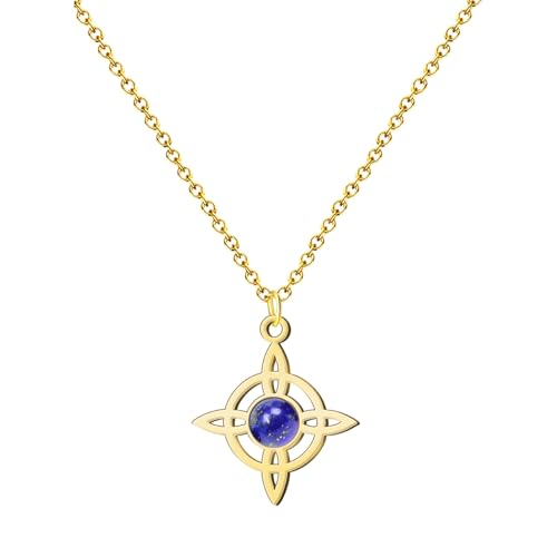 cotigo Halskette für Damen Hexenknoten mit Naturstein und Edelstahl + Geschenk ein Armband mit 7 Knoten, Doppelter Hexenknoten, Glücksbringer, Geschenk für Damen., Mediano, Edelstahl, Kein Edelstein cotigo Halskette für Damen Hexenknoten mit Naturstein und Edelstahl + Geschenk ein Armband mit 7 Knoten, Doppelter Hexenknoten, Glücksbringer, Geschenk für Damen., Mediano, Edelstahl, Kein Edelstein von cotigo