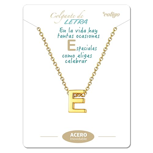 cotigo Initialen-Halskette aus Edelstahl, Damen-Halskette mit kleinem Buchstaben-A-Z-Anhänger – Schmuckgeschenk für Mutter, Geburtstag, Freundin oder Freunde, Farbe Silber und Golden (E-Goldene) von cotigo