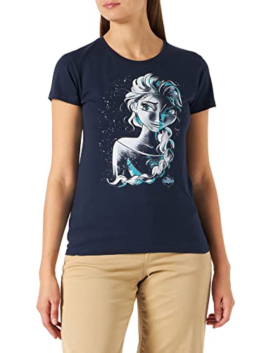 Frozen Disney Damen T-Shirt ELSA Sketch Die Eiskönigin Baumwolle blau - L von cotton division