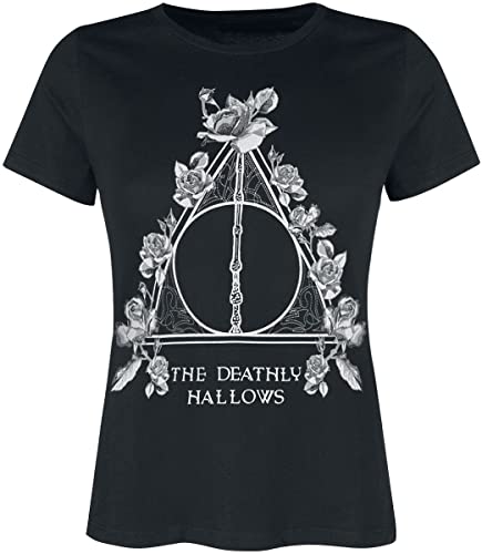Harry Potter Deathly Hallows Flowers Frauen T-Shirt schwarz M von cotton division