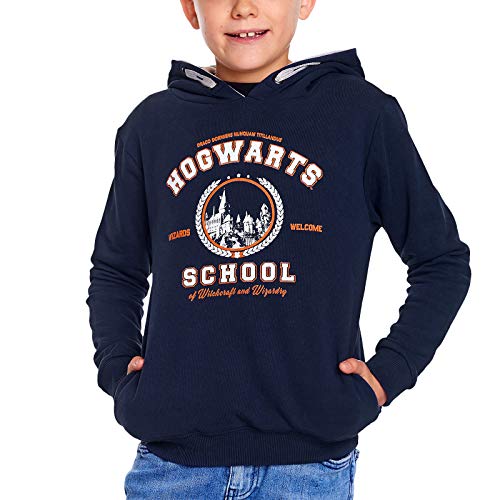 Harry Potter Kids - Hogwarts School Unisex Kapuzenpullover Navy 116 von cotton division