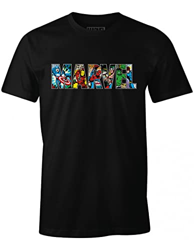 Marvel Herren T-Shirt Comic Strip Logo Baumwolle schwarz - S von Cotton Division