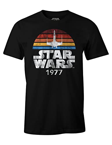 Star Wars Herren T-Shirt 1977 Retro Baumwolle schwarz - M von Cotton Division