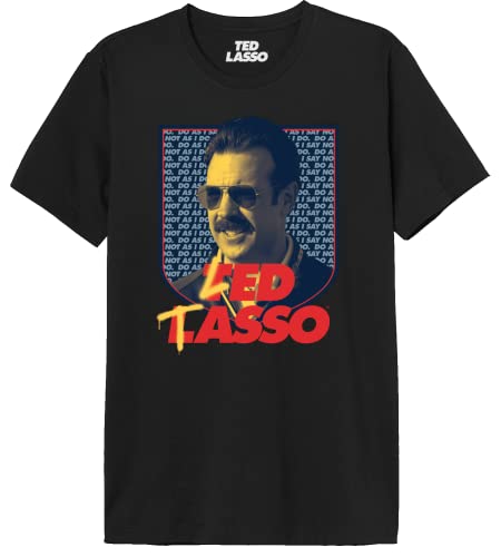 Ted Lasso « Led Tasso Poster » METEDLASTS002 T-Shirt Herren, Schwarz, Größe L von cotton division