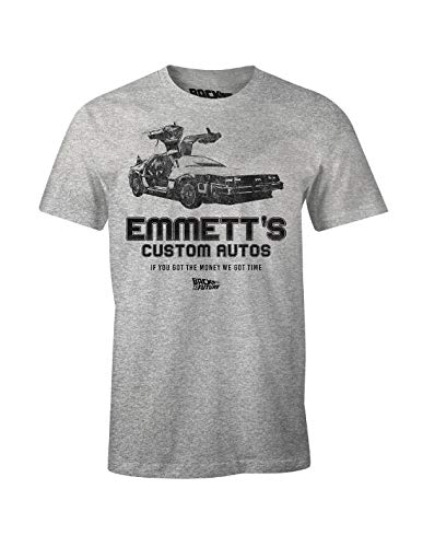 Zurück in die Zukunft Herren T-Shirt Emmett's Custom Autos Delorean grau - L von cotton division