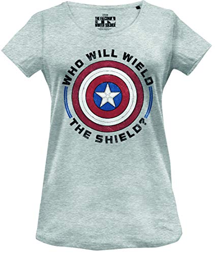 Marvel WOFALCOTS001 Damen T-Shirt, Grau meliert, XL von cotton division